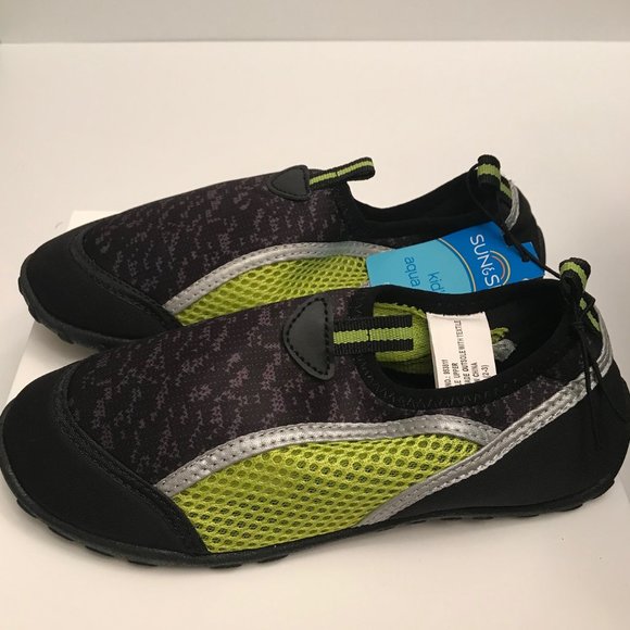 Kids SUN & SKY Aqua Socks Water Shoes~Size 2-3 Neon Green/Black - Picture 3 of 8